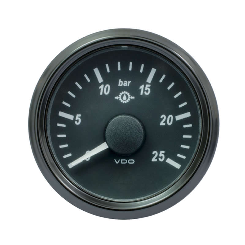 VDO SingleViu 1167 Gear Oil Pressure 25Bar Black 52mm gauge